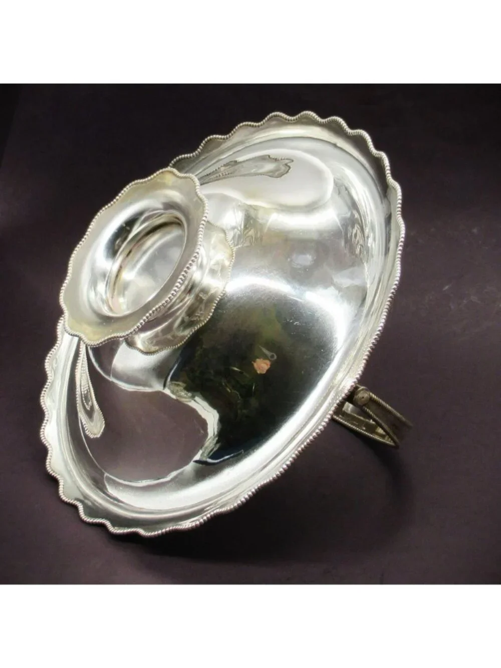 Antique Sheffield Silverplate Etched Pedestal Basket Beaded Waterfall Rim Martin